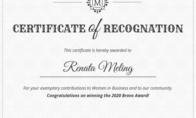 ️Free Sample Certificate Of Recognition Template ️ Intended For Recognition Certificate Editable