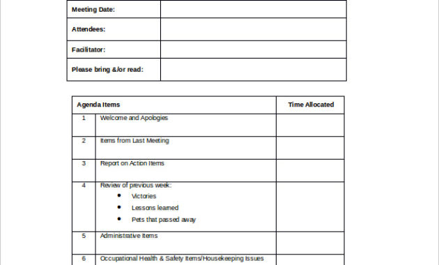 Effective Meeting Agenda Template Business Mentor With Printable Six Sigma Meeting Agenda Template