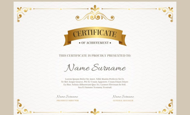 Elegant Achievement Certificate Template Vector Free Intended For Elegant Certificate Templates Free