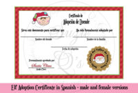 Elf Adoption Certificate 4 X 6Inches Spanish 383665 Within Awesome Rabbit Adoption Certificate Template 6 Ideas Free