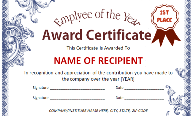 Employee Award Certificate Template Office Templates Online With Regard To Awesome Honor Award Certificate Template