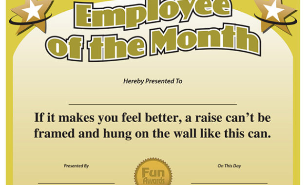 Employee Of The Month Certificate Sample Of Employee Of Intended For Employee Of The Month Certificate Template With Picture