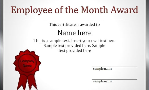 Employee Of The Month Certificate Template 11 Template Intended For Employee Of The Month Certificate Templates