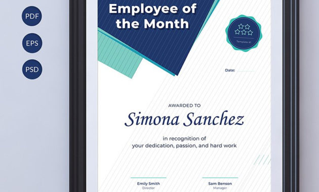 Employee Of The Month Certificate Template 68043 Within Employee Certificate Template Free 10 Best Designs