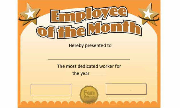 Employee Of The Month Certificate Template With Picture Inside Quality Best Employee Certificate Template