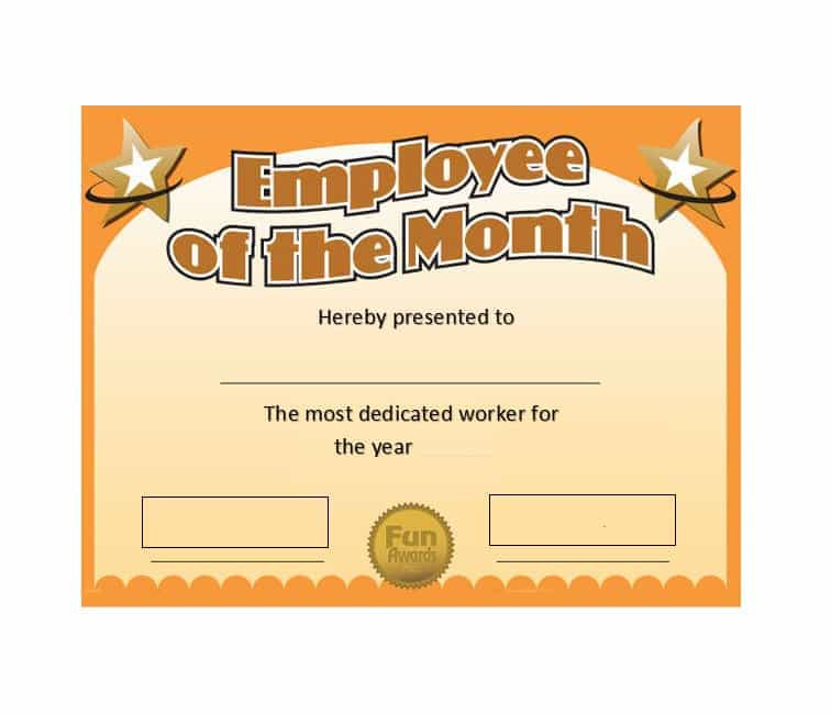 Employee Of The Month Certificate Template With Picture Inside Quality Best Employee Certificate Template
