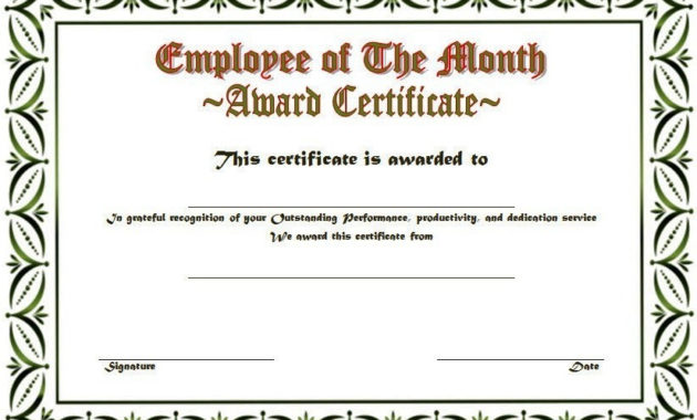 Employee Of The Month Certificate Templates 10 Best Ideas For Employee Of The Month Certificate Template With Picture