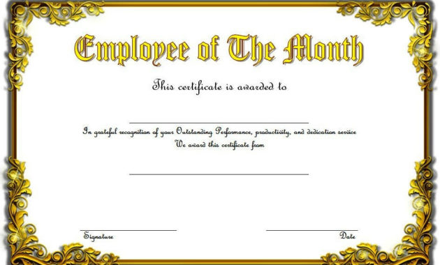 Employee Of The Month Certificate Templates 10 Best Ideas In Employee Certificate Template Free 10 Best Designs