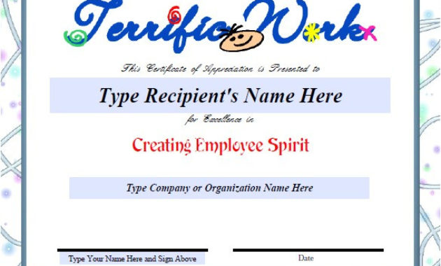 Employee Recognition Certificates Templates Free With Employee Recognition Certificates Templates Free