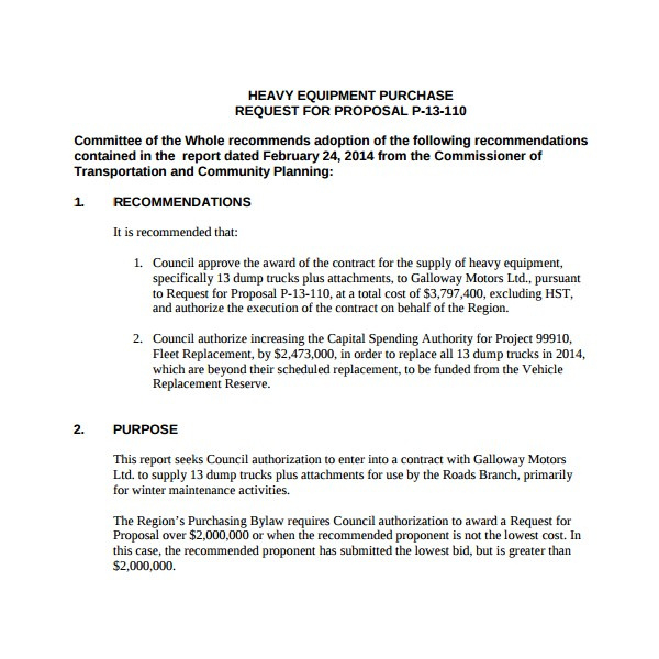 Equipment Purchase Proposal Template Throughout Quality Equipment Proposal Template