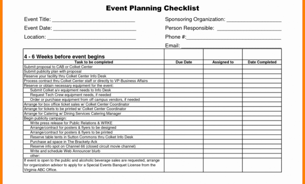 Event Management Checklist Template Inside Events Company Business Plan Template
