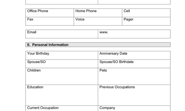 Example Client Profile In Word And Pdf Formats For Personal Business Profile Template