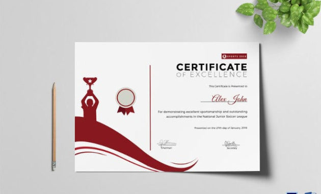Excellence Certificate Template 24 Word Pdf Psd For Awesome Table Tennis Certificate Templates Editable
