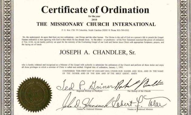 Exceptional Printable Ordination Certificate Dan'S Blog With Regard To Quality Ordination Certificate Template