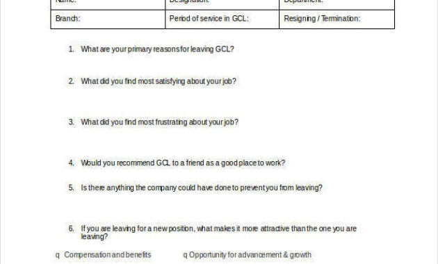 Exit Interview Form 9 Free Pdf Word Documents Download Inside Interview Business Plan Template