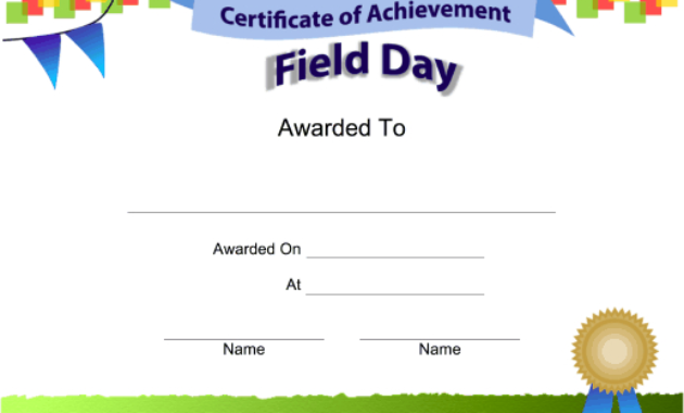 Field Day Achievement Printable Certificate For Printable Sports Day Certificate Templates Free