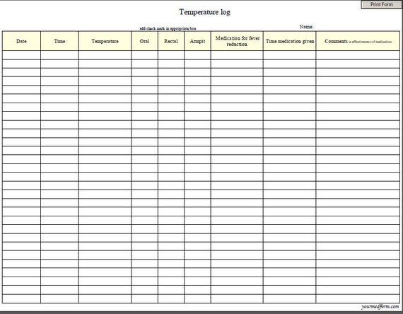 Fillable Temperature Log / Pdf/ Digital Health Forms/ Inside Amazing Food Temperature Log Sheet Template