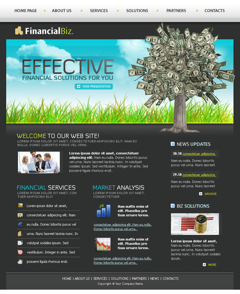 Financial Business Website Template Psd Templates Intended For Business Website Templates Psd Free Download
