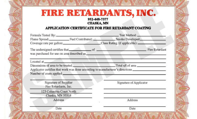 Fire Retardant Certificate Sample Carlynstudio For Amazing Electrical Isolation Certificate Template