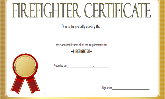 Firefighter Certificate Template 10 Latest Designs Throughout Dog Training Certificate Template Free 10 Best