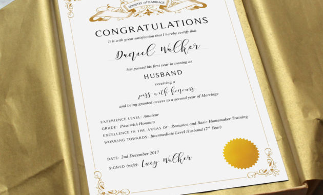 First 1St Anniversary Paper Gift Husband Certificate Pertaining To Certificate For Best Boyfriend 10 Sweetest Ideas