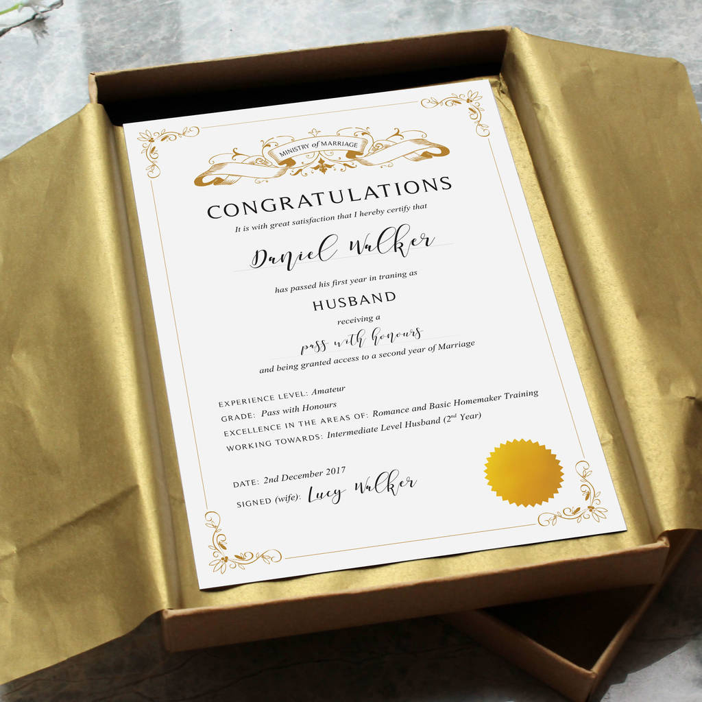 First 1St Anniversary Paper Gift Husband Certificate Pertaining To Certificate For Best Boyfriend 10 Sweetest Ideas
