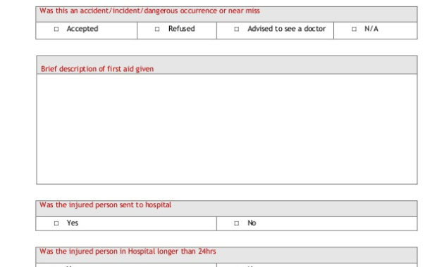First Aid Treatment Record Form The Y Guide Pertaining To Best First Aid Log Sheet Template