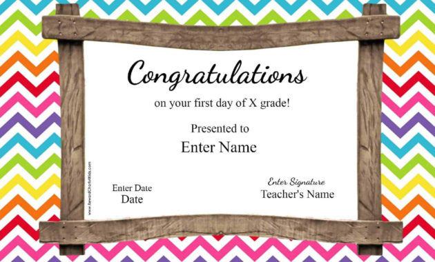 First Day Of School Certificate Inside Free School Certificate Templates