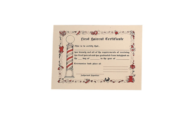 First Haircut Certificate For First Haircut Certificate
