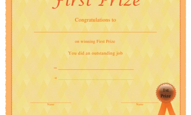 First Prize Certificate Template Download Printable Pdf With First Place Certificate Template
