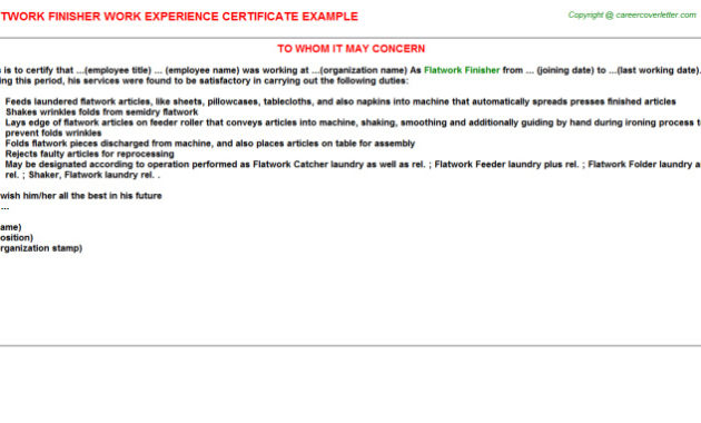 Flatwork Finisher Experience Certificates For Best Finisher Certificate Template