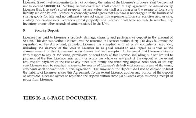 Florida Self Storage License Agreement Legal Forms And Intended For Self Storage Business Plan Template