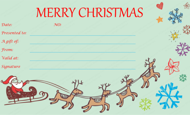 Flying Reindeer Christmas Gift Certificate Template Inside Christmas Gift Certificate Template Free Download