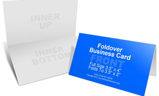 Foldover Business Card Mockup Cover Actions Premium Within Fold Over Business Card Template