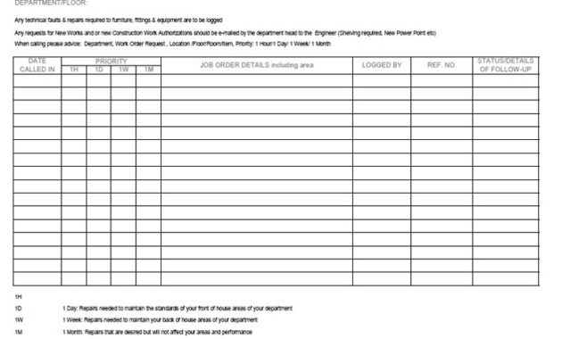 Food And Beverage Forms Food And Beverage Trainer With Amazing Restaurant Manager Log Template