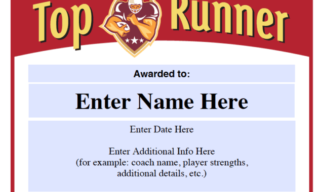 Football Award Certificates Templates Printables Intended For Football Certificate Template