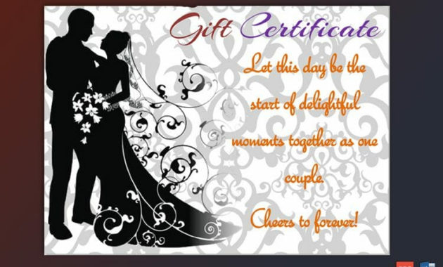 For Bride And Groom Gift Certificate Template Gct Inside Printable Wedding Gift Certificate Template