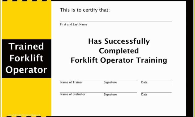 Forklift Certification Card Template Free Of Forklift In Forklift Certification Template
