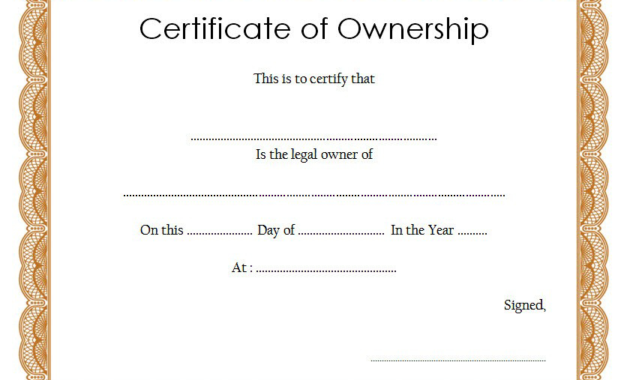 Free 10 Certificate Of Ownership Template Ideas With Regard To Free Certificate Templates For Word 2007