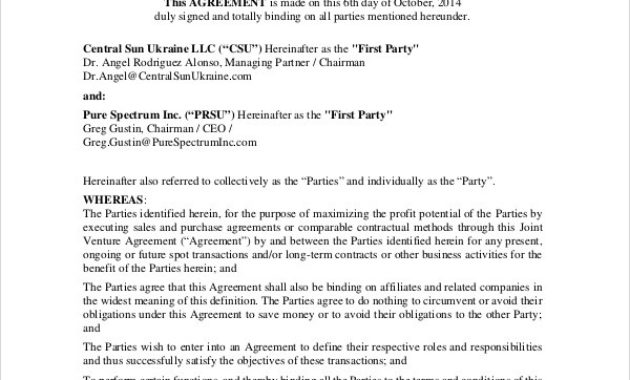 Free 10 Sample Business Partnership Agreement Templates With Business Partnership Agreement Template Pdf
