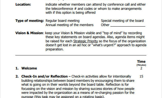 Free 11 Board Meeting Agenda Templates In Pdf Intended For Agenda Template For Nonprofit Board Meeting