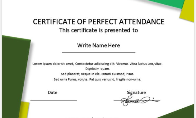 Free 11 Perfect Attendance Certificate Templates Inside Best Attendance Certificate Template Word