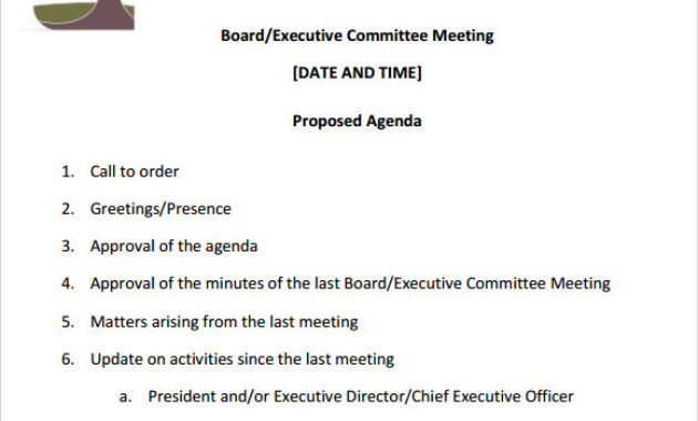 Free 11 Sample Board Meeting Agenda Templates In Pdf Ms Pertaining To Agenda For A Meeting Template