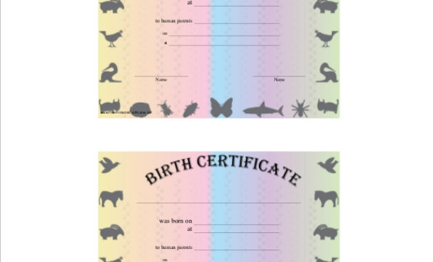 Free 12 Sample Birth Certificates In Ms Word Pdf With Pet Birth Certificate Templates Fillable