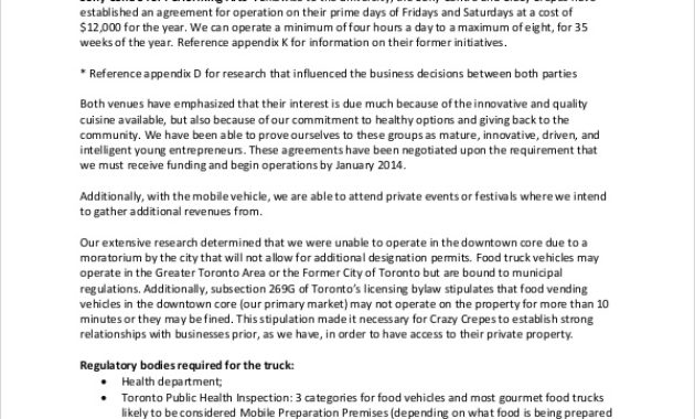 Free 12 Sample Food Truck Business Plan Templates In Pdf For Business Plan Template For Trucking Company