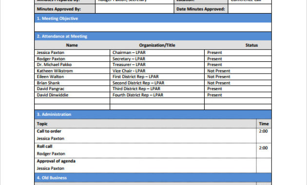 Free 13 Sample Project Meeting Minutes Templates In Pdf Within Quality Minute Meeting Template Free