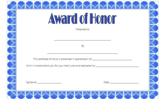 Free 14 Ideas Of Honor Certificate Template Word In Two With Regard To Free Honor Award Certificate Templates
