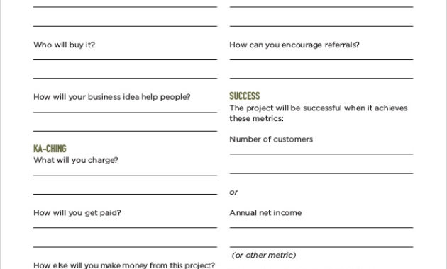 Free 17 Sample Business Plan Templates In Pdf Ms Word Regarding Business One Sheet Template