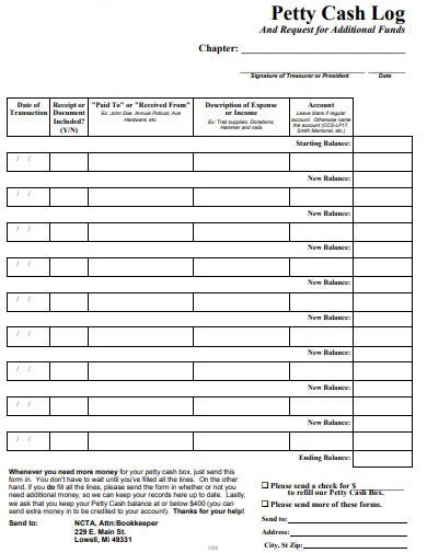 Free 18 Petty Cash Log Template In Pdf Ms Word Xls Regarding Amazing Money Log Template