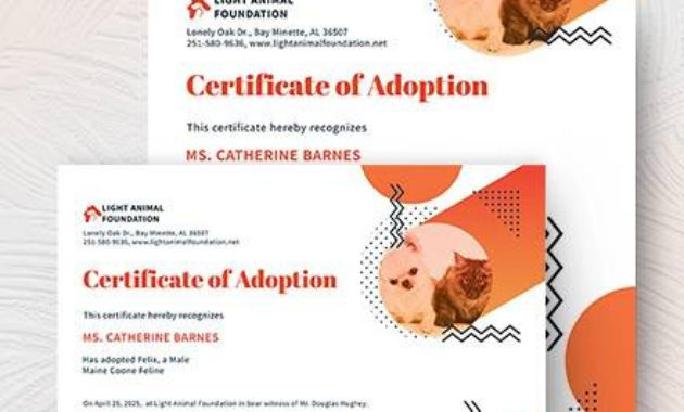 Free 23 Sample Adoption Certificates In Ai Indesign Throughout Rabbit Adoption Certificate Template 6 Ideas Free